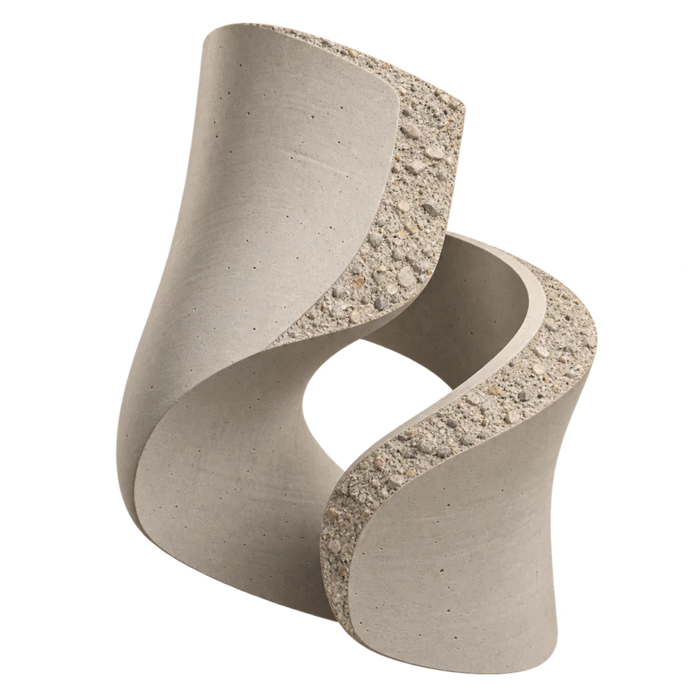 A curved study in fine concrete