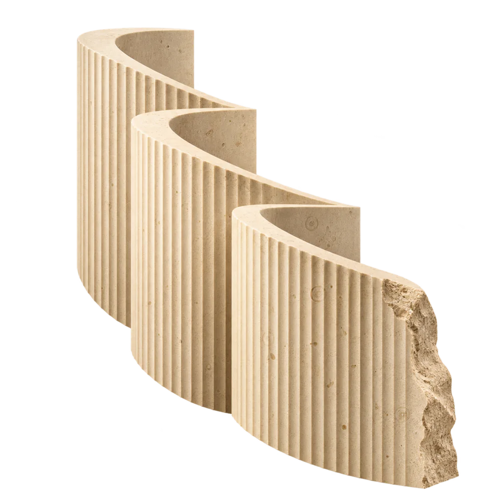 A sculpted study in pale Riyadh limestone